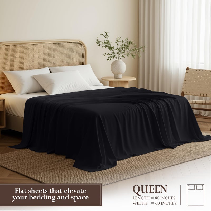 Utopia Bedding Flat Sheet - 1 Pack (Queen, Black) - Soft Brushed Microfiber Fabric - Shrinkage & Fade Resistant Top Sheet - Easy Care Bed Sheet - Image 2